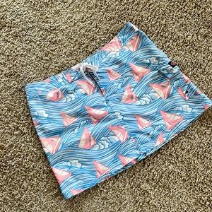 Vineyard Vines Pink Sailboat Print Blue Wave Skort